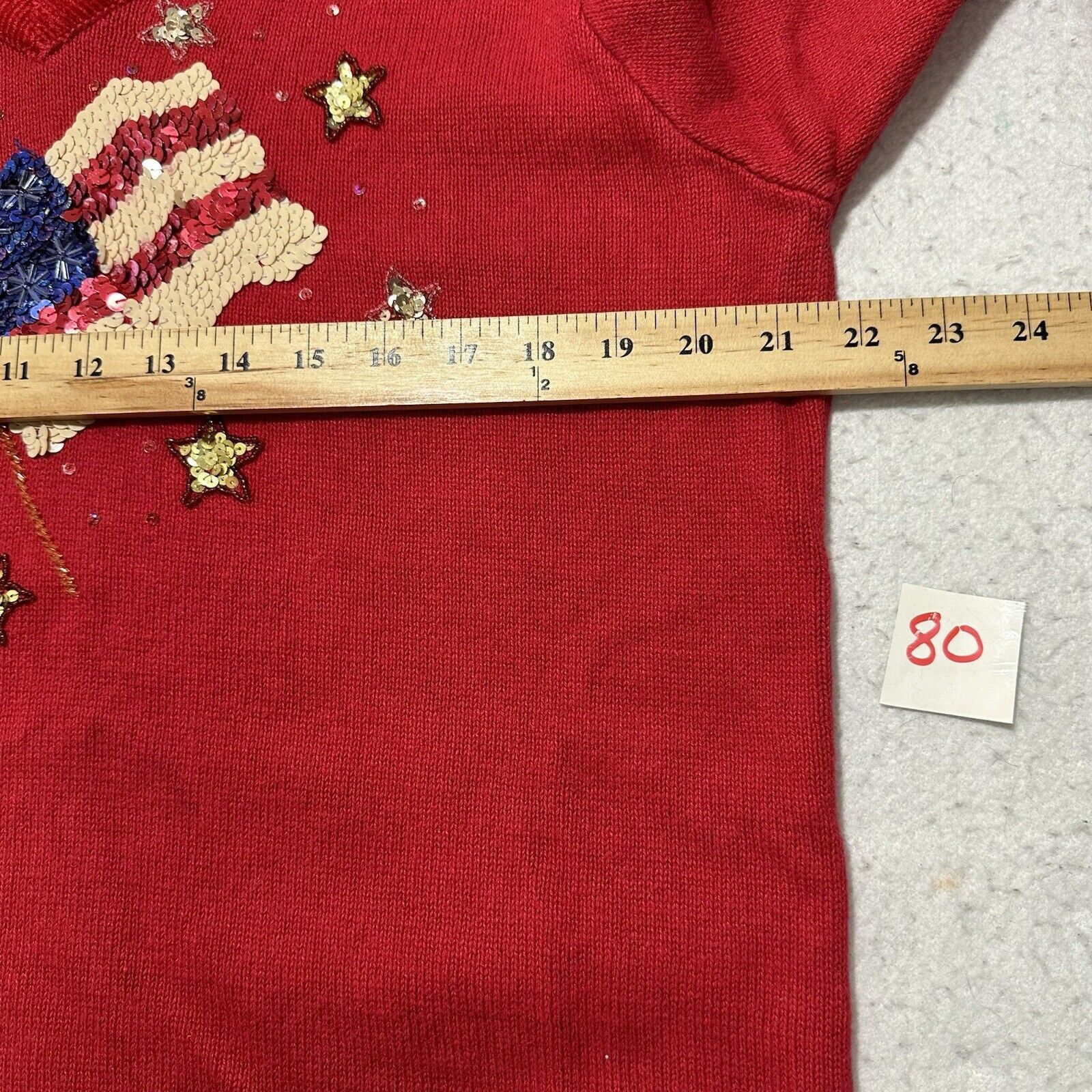 Other Vintage Quacker Factory Large V-Neck Sweater American Flag Size L / US 10 / IT 46 - 7 Thumbnail
