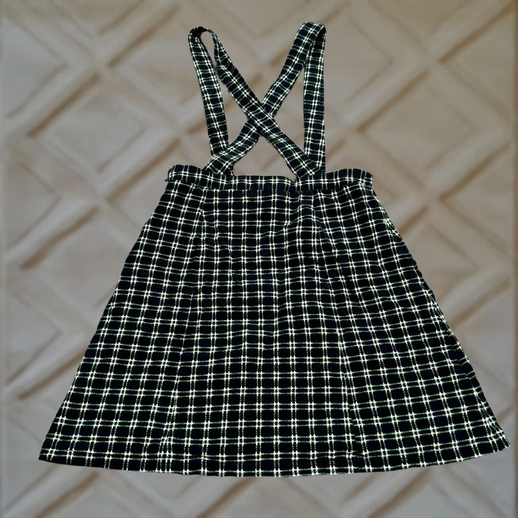 Anthropologie Maeve By Anthropologie Plaid Suspender Pinafore Jumper Dress Womens 6 Navy Green Plaid Sleeveless Multicolor 6 Womens Size M / US 6-8 / IT 42-44 - 1 Thumbnail