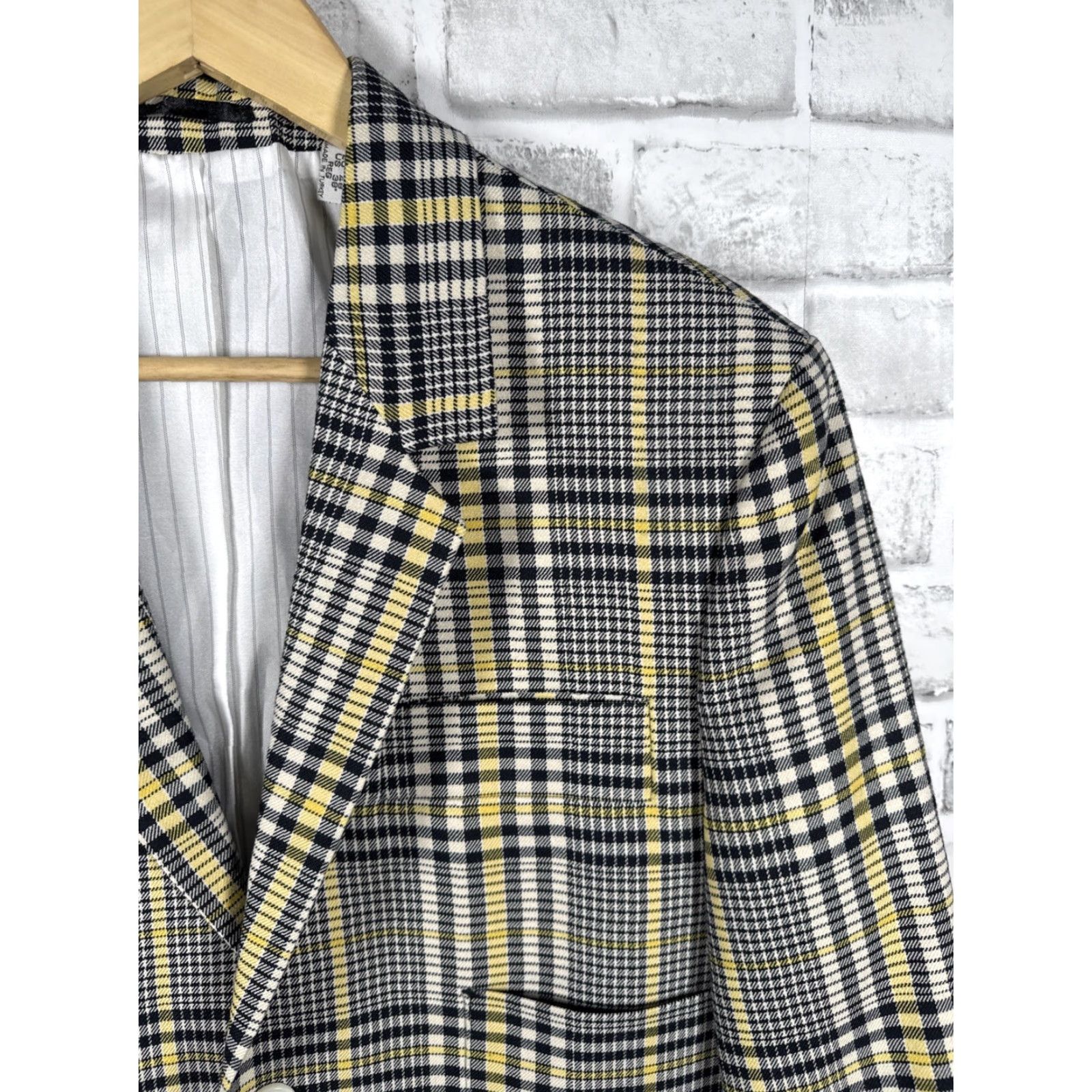 Vintage Noak Plaid 2 Button Sport Coat Mens 38 Regular Yellow Blue Plaid Coat Sports Mens Size US XXS / EU 40 - 2 Thumbnail