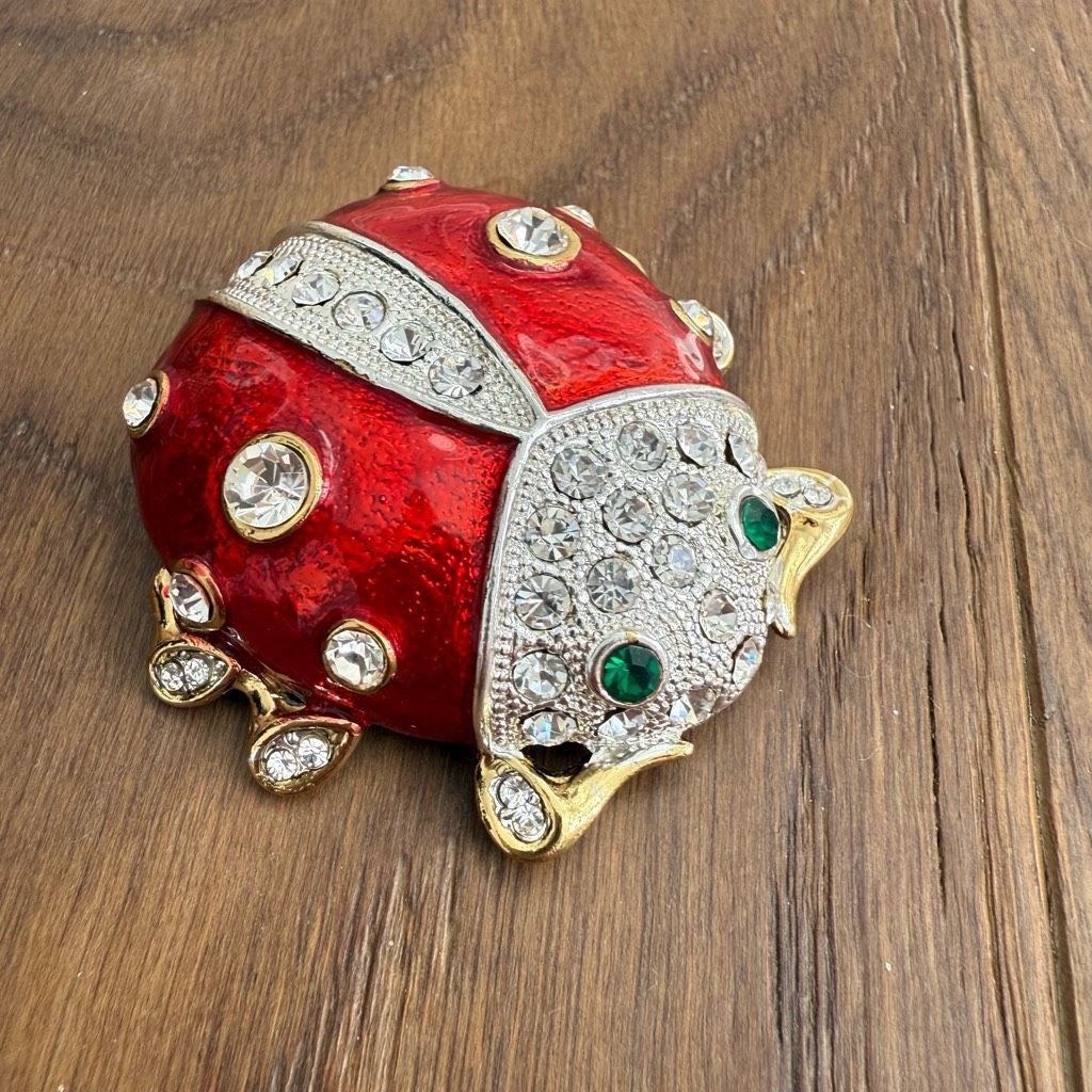 Other Large Enamel Ladybug Brooch Pin Rhinestone Bling Size ONE SIZE - 1 Thumbnail