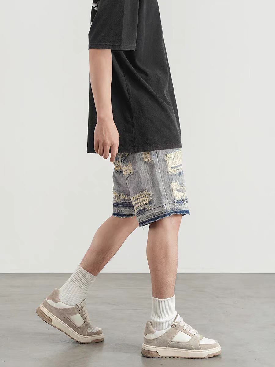 Japanese Brand × Jean Ripped street hip hop skateboard washed denim shorts Size US 32 / EU 48 - 2 Thumbnail