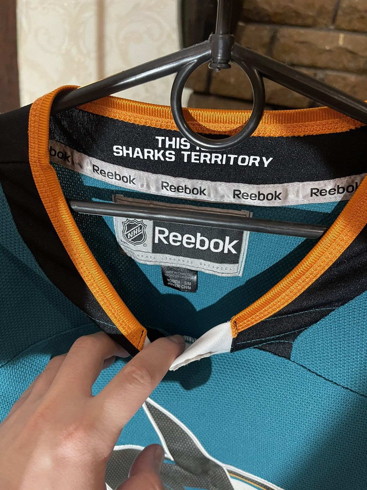 NFL × Vintage San Jose Sharks jersey Reebok Stadium Series mens S Size US S / EU 44-46 / 1 - 4 Thumbnail