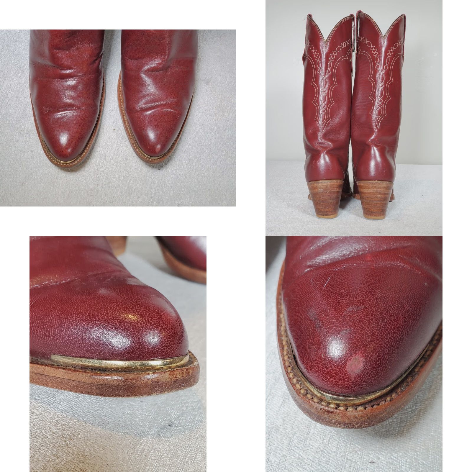 Tony Lama VTG Tony Lama Gold Label Western Boots Burgundy Red Wine Leather Women's US 5 B Boots Size US 5 / IT 35 - 8 Thumbnail