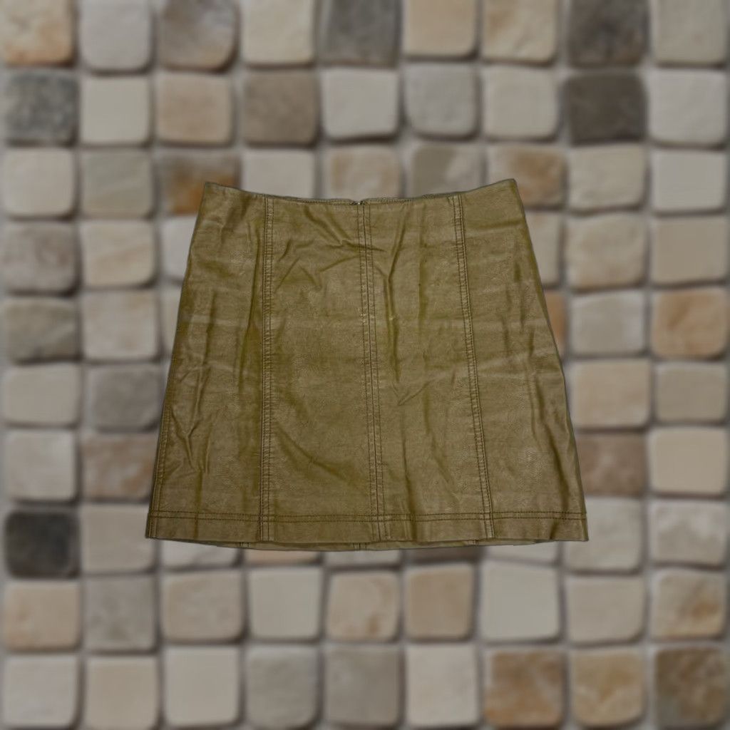 Free People VINTAGE Free People Skirt Womens 8 Brown Faux Leather Mini Stains Size 30" / US 8 / IT 44 - 1 Thumbnail