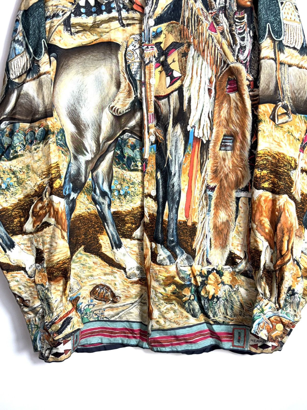 Hermes Vintage Hermes Les Cheyennes silk shirt Size US M / EU 48-50 / 2 - 5 Thumbnail