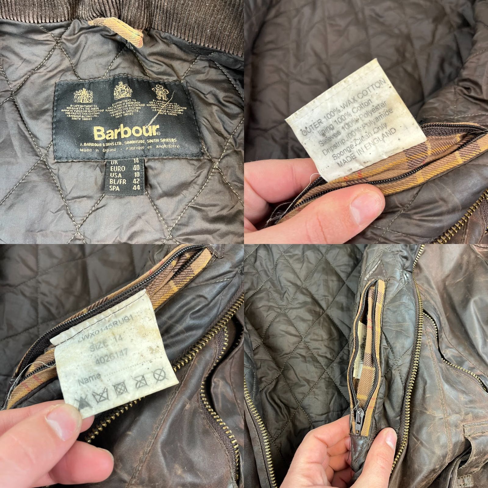 Barbour VINTAGE Barbour Jacket Womens Brown Belted UK 14 Made in England 3 Warrants Casual Cotton Long Sleeve Full Zip Pockets Womens Size XL / US 12-14 / IT 48-50 - 9 Thumbnail