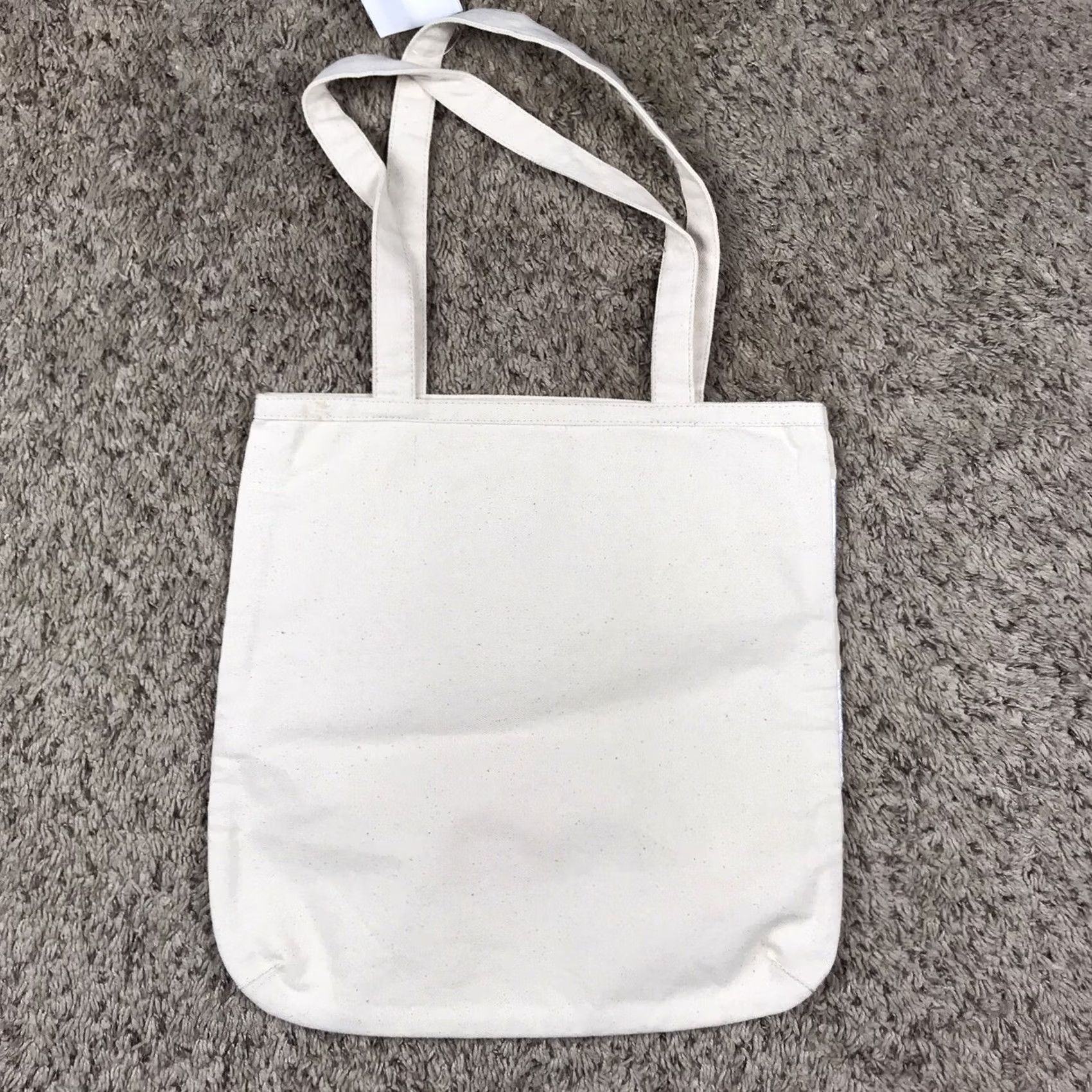 Ann Taylor NWT Ann Taylor Loft Beige Silver Striped Tote Bag 13.5x14 Beach Shopping Lightweight Canvas Open Tote Womens Size ONE SIZE - 3 Thumbnail