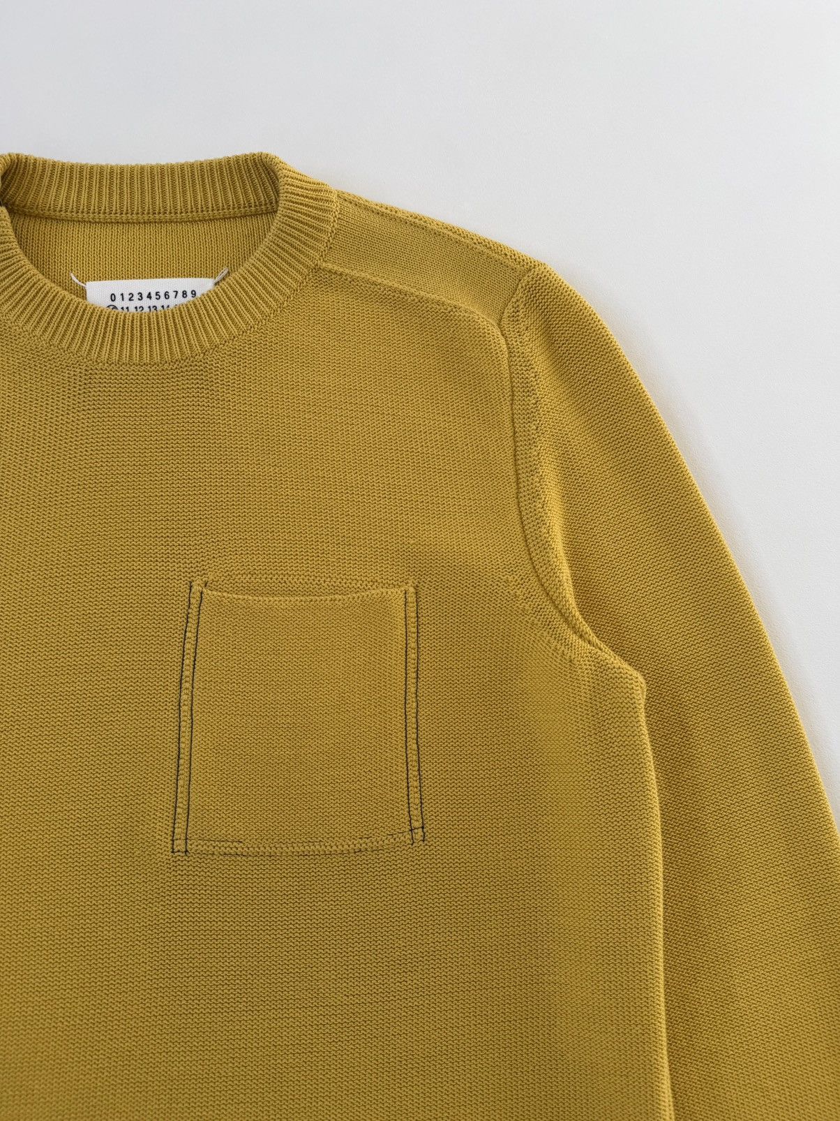 Maison Margiela Sample Mustard Cotton Textured Knit Sweater Size US M / EU 48-50 / 2 - 7 Thumbnail