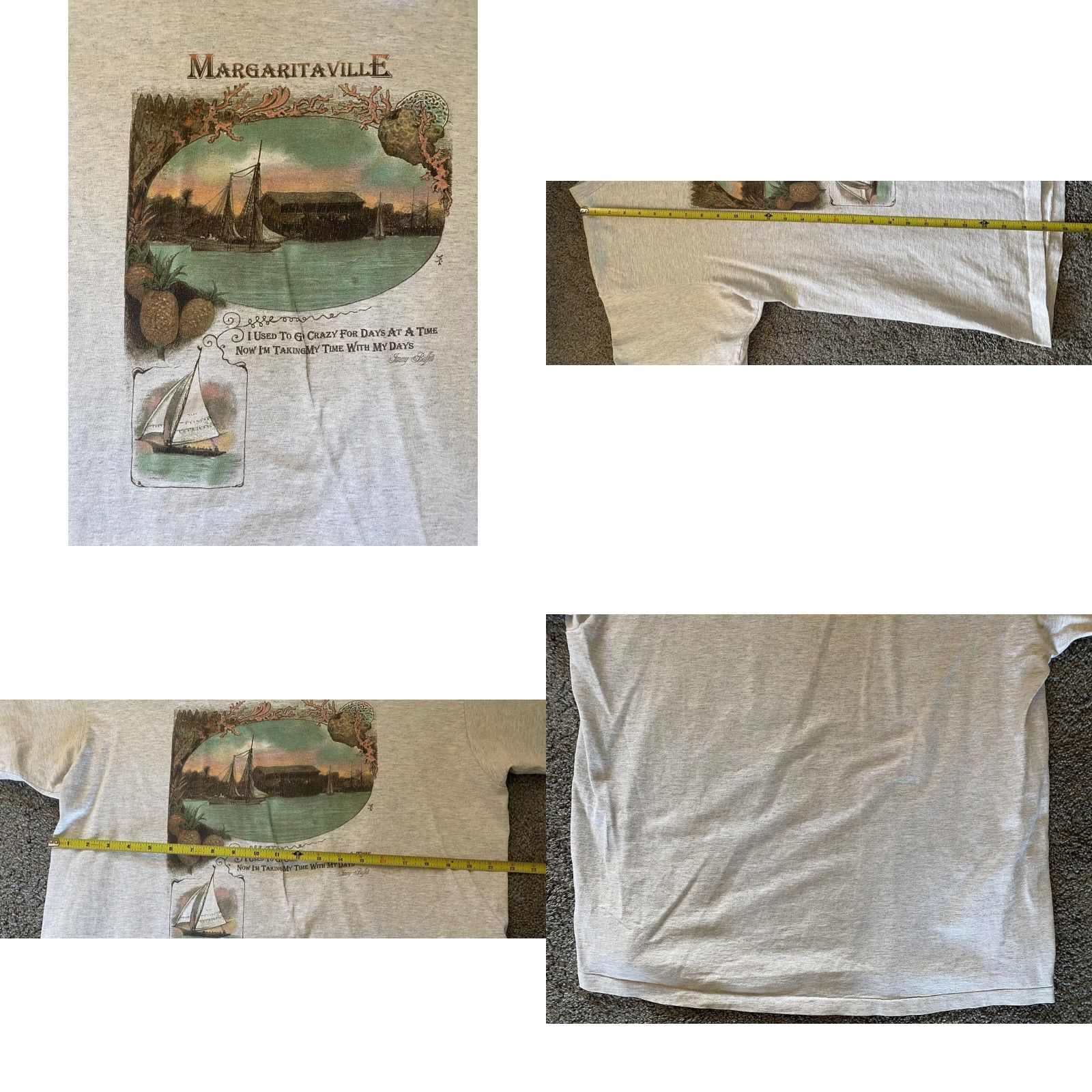 Vintage VINTAGE Turner Originals Single Stitch Mens XL Jimmy Buffet Margaritaville T-Shirt Gray 90s Beach Band Classic Hipster Hippie Music Mens Size US XL / EU 56 / 4 - 8 Thumbnail
