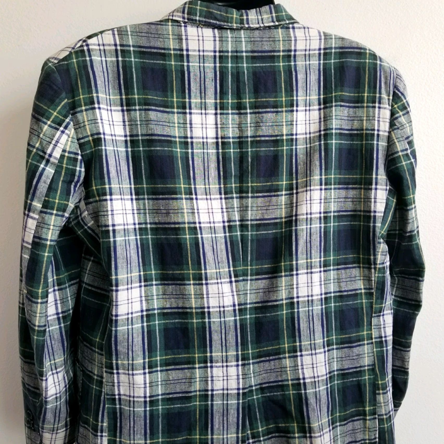 Tommy Hilfiger VINTAGE Tommy Hilfiger Blazer Shirt Mens 90's USA made Navy Blue Green Plaid Size Large Size 42R - 5 Thumbnail