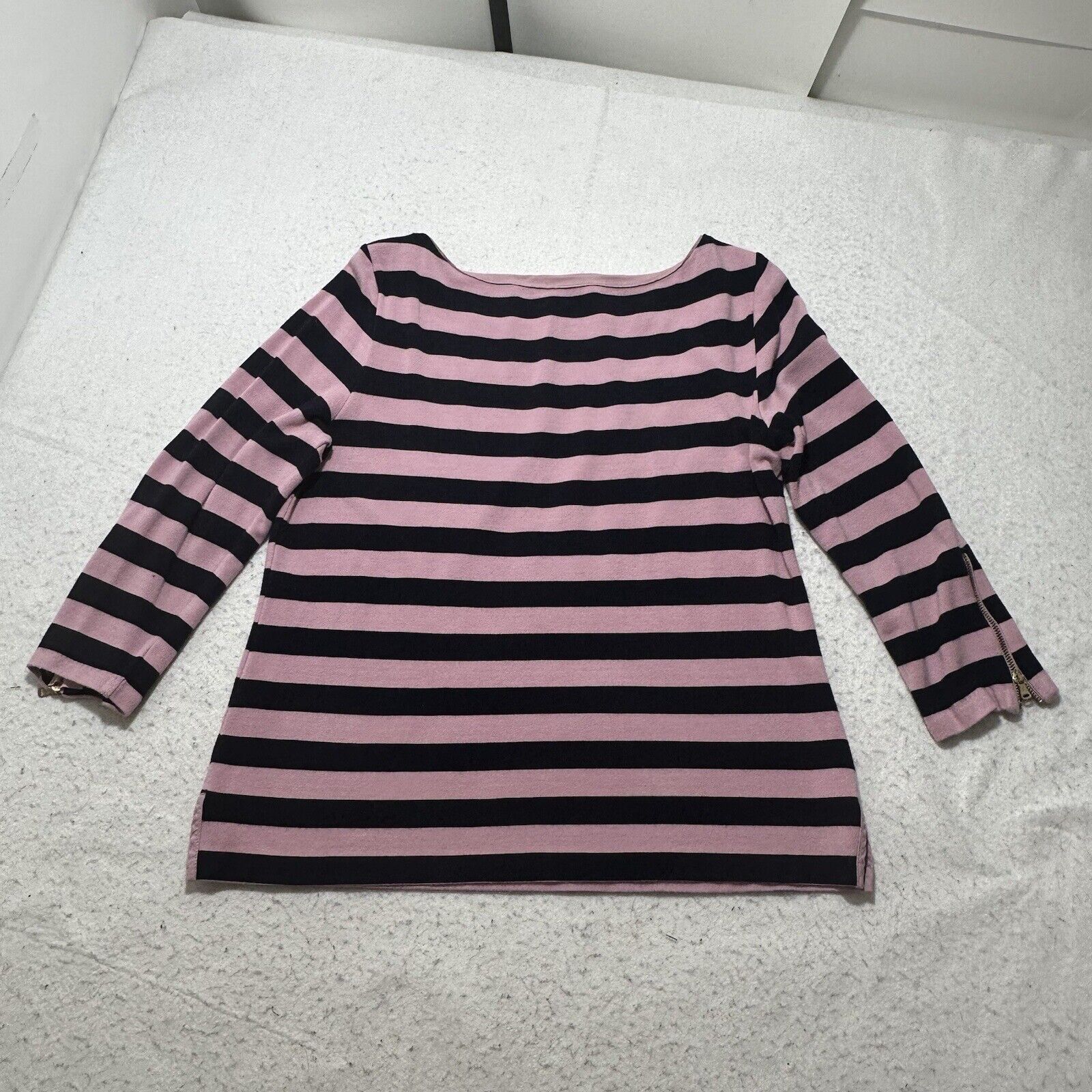 Other Talbots Medium Boat Neck Pink Blue Stripe Sweater Zipper Size M / US 6-8 / IT 42-44 - 10 Thumbnail