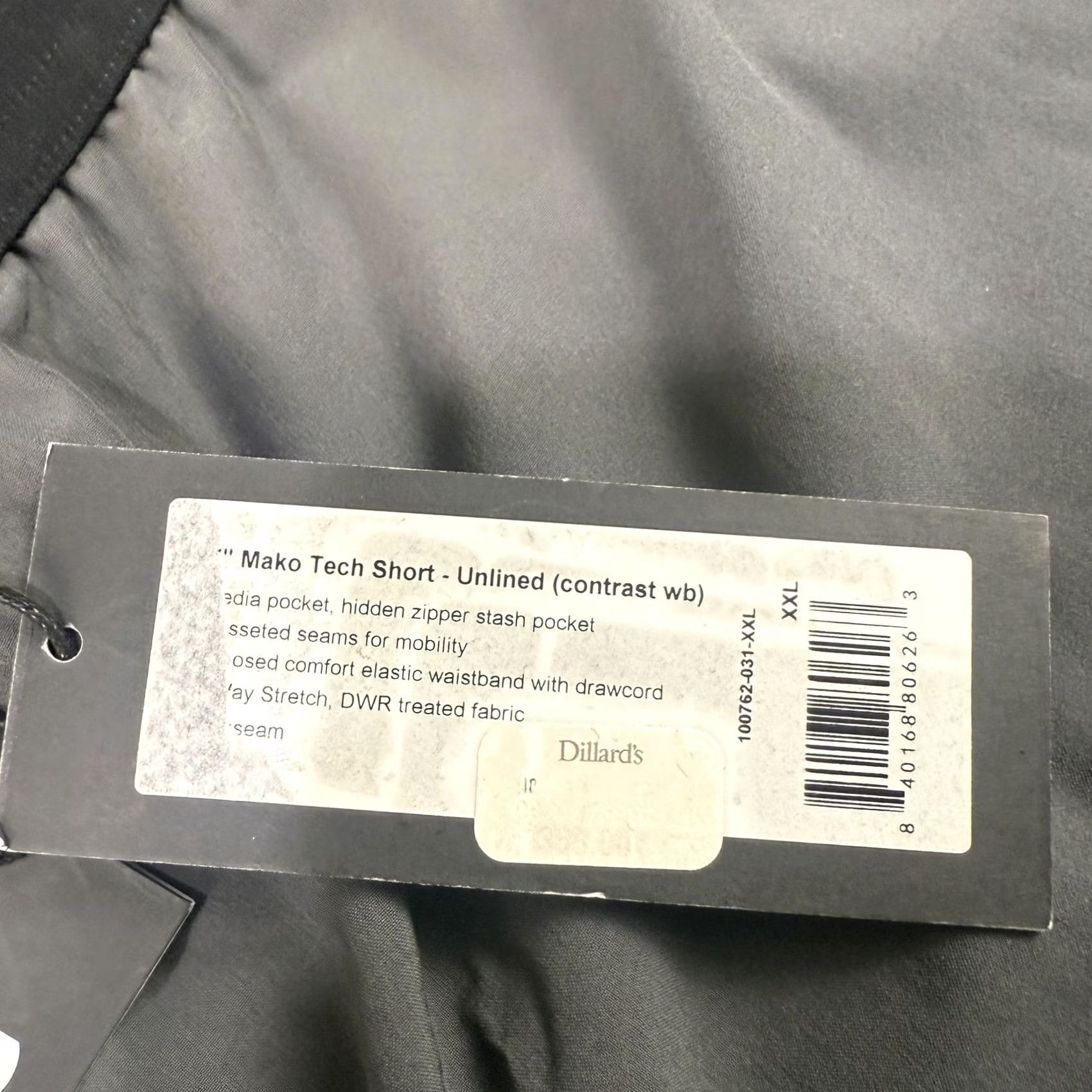 T.4 Rhone Mako Tech Short Mens 2XL Gray Unlined Stretch Drawcord Gym