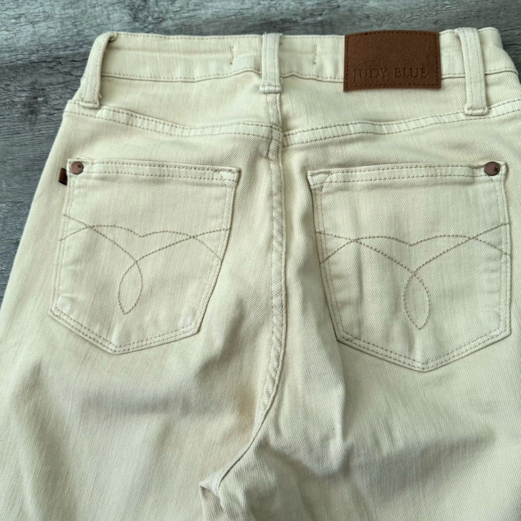 Vintage Judy Blue Jeans Womens 0/24 High Rise Wide Raw Hem Crop Denim Herb Garment Dyed Size 25" / US 0 / IT 36 - 7 Thumbnail