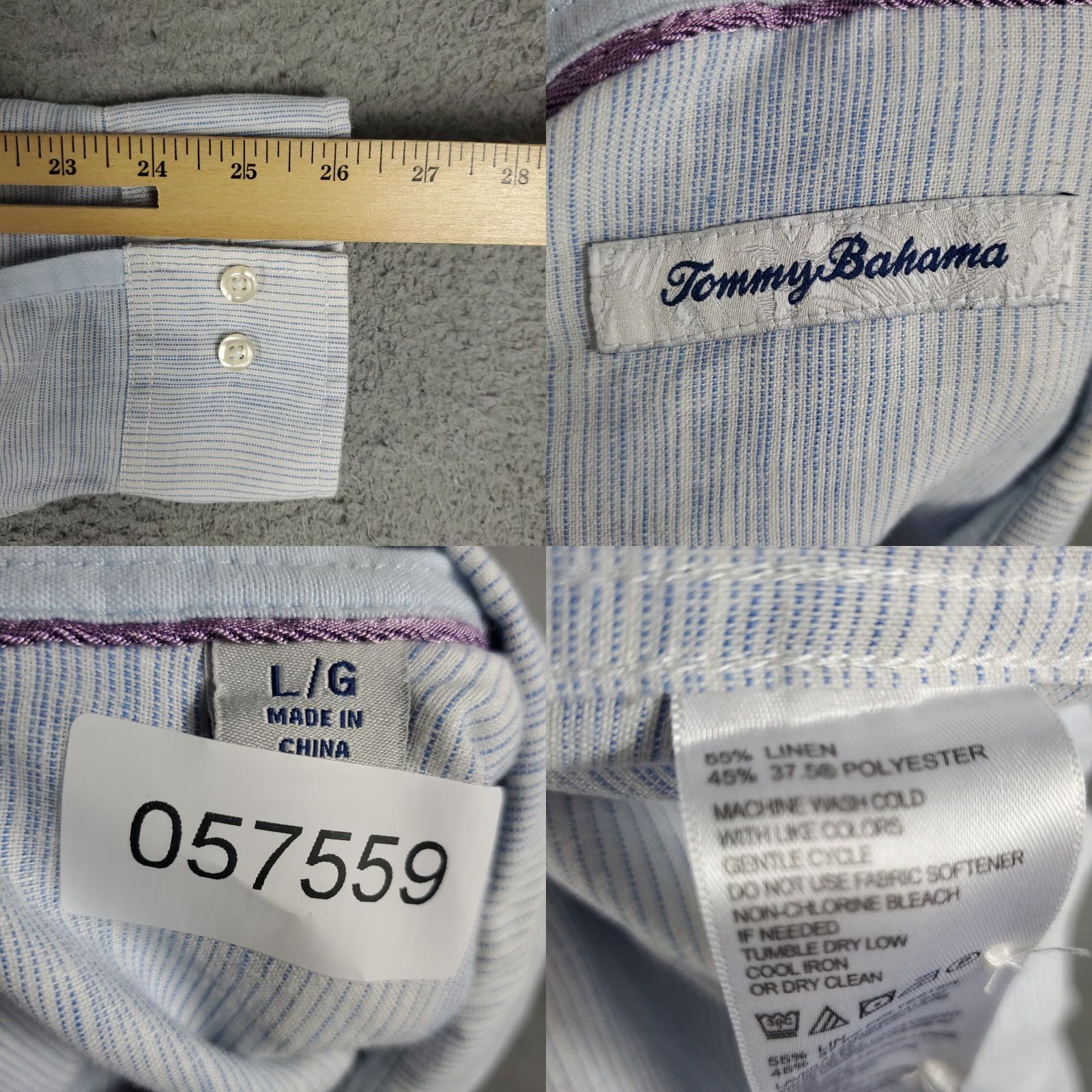 Tommy Bahama Tommy Bahama Blue Striped Linen Button-Up Shirt Mens Large Long Sleeve Casual Size US L / EU 52-54 / 3 - 8 Thumbnail