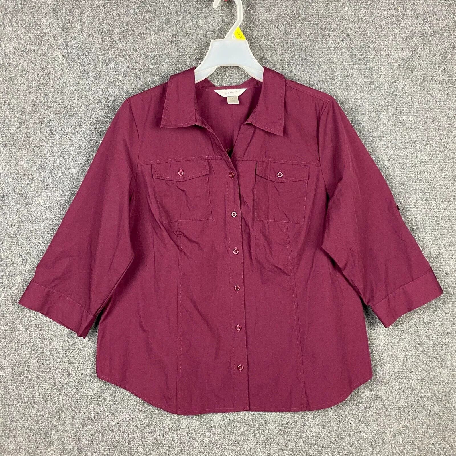 Other CJ Banks Button Up Top Women's X 3/4 Sleeve Purple Cotton Size ONE SIZE - 1 Thumbnail