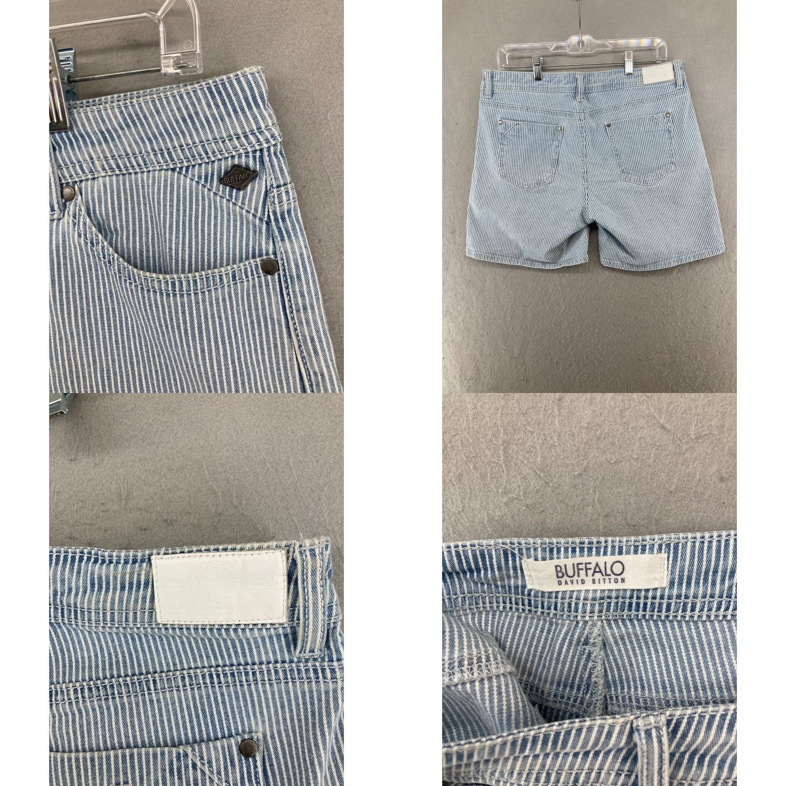 Buffalo David Bitton Buffalo Jeans Mens Shorts Phillip Striped Stretch Denim Casual 30 Blue 5-Pocket Design Inseam 9 in Regular Rise Mid Size US 30 / EU 46 - 8 Thumbnail