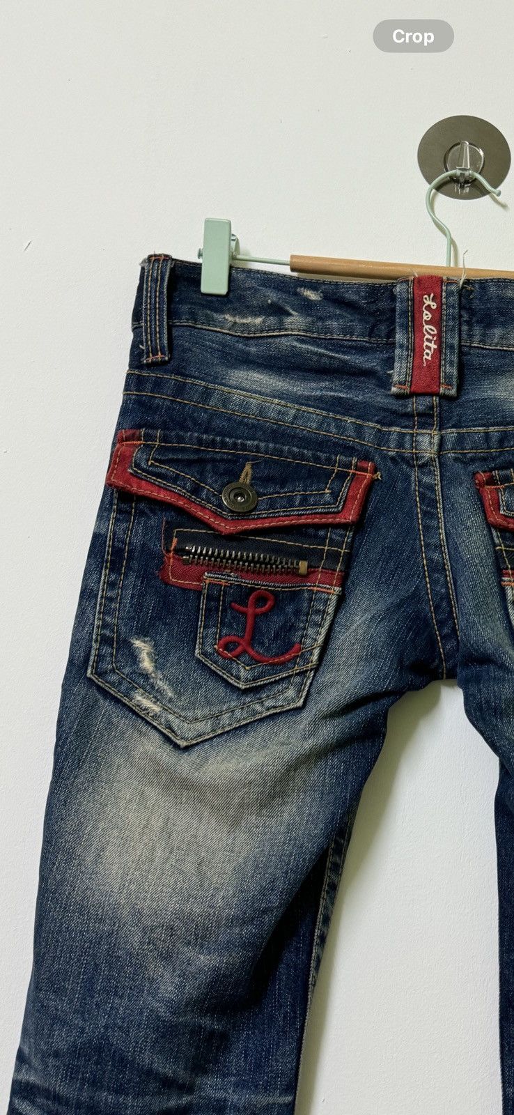 If Six Was Nine × Le Grande Bleu (L.G.B.) × Vintage VTG LOLITA DENIM DISTRESSED MUD WASH LOW RISE DENIM Size US 31 - 11 Thumbnail