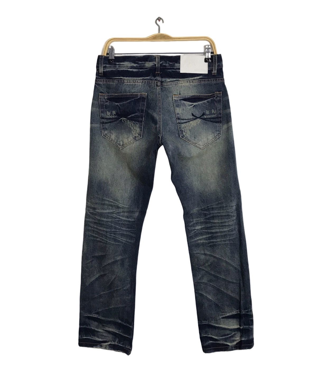 Japanese Brand Old Frame Whisker Design Indigo Denim Jeans Fits Size 32 Size US 32 / EU 48 - 2 Thumbnail