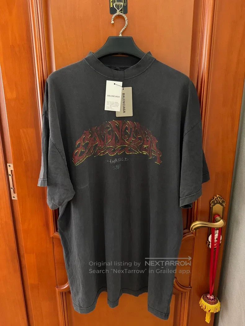 Balenciaga Flame Graffiti Printed Short Sleeve