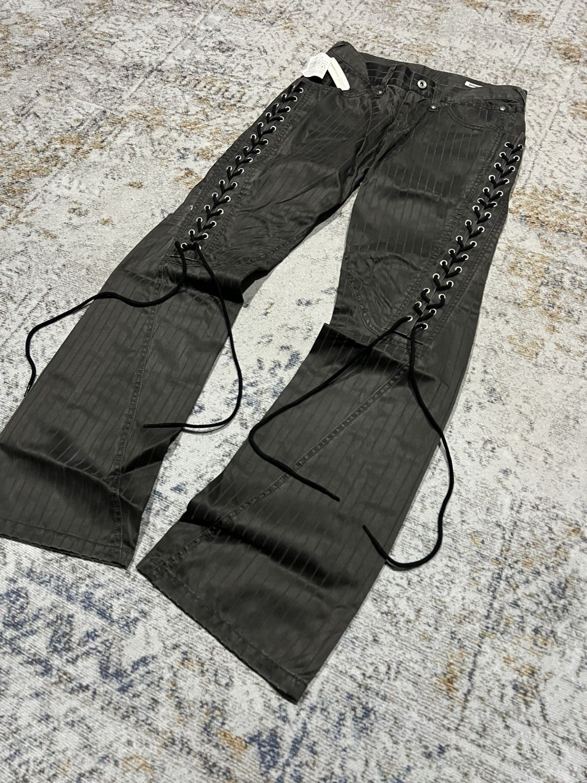 Tornado Mart Semantic Design Lace Up Flared Pants LGB If Six Was Nine Size US 31 - 3 Thumbnail