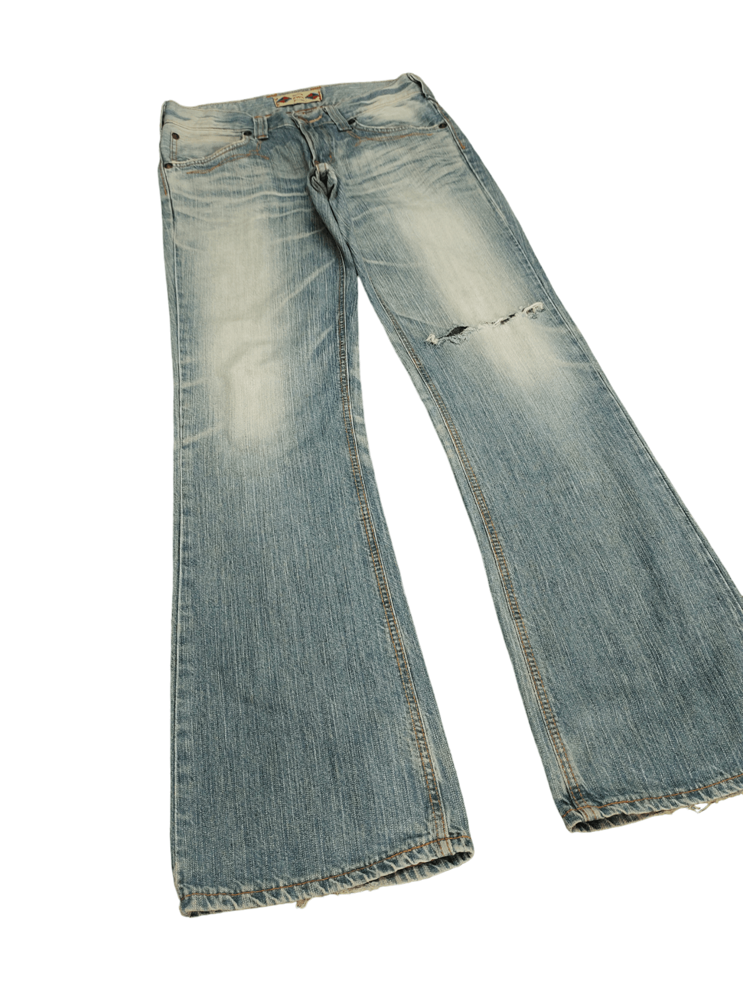 Edwin Flare Jeans Edwin XV Distress Faded Boot Cut Y2k Mudmax Size US 31 - 12 Thumbnail