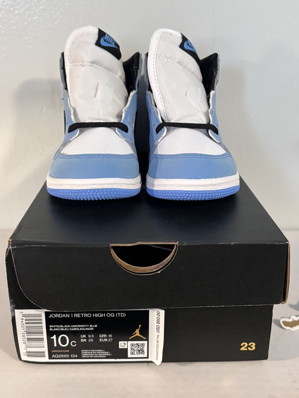 Jordan Brand × Nike Air Jordan 1 High University Blue Sz 10C Toddler AQ2665-134 Size US 10 / EU 43 - 2 Thumbnail