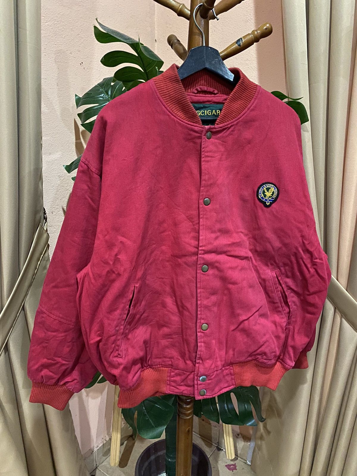 Japanese Brand Dogcigar Red Bomber Jacket – Classic and Bold Men Outerwear Size US L / EU 52-54 / 3 - 3 Thumbnail