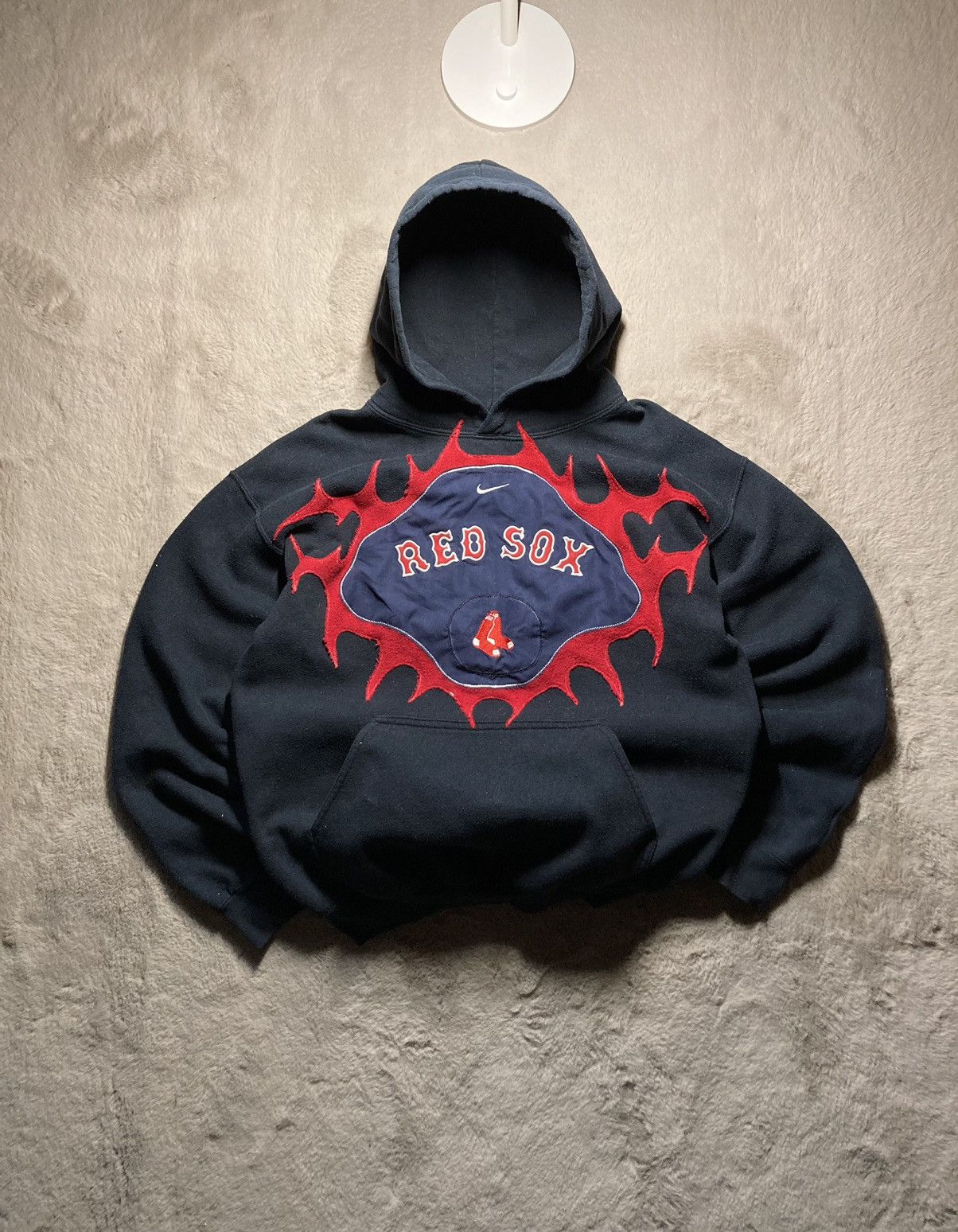 Nike ⛩️Nike Custom Hoodie Rare Y2K Punk Rock Devil Cross Red Sox⛩️ Size US M / EU 48-50 / 2 - 2 Thumbnail