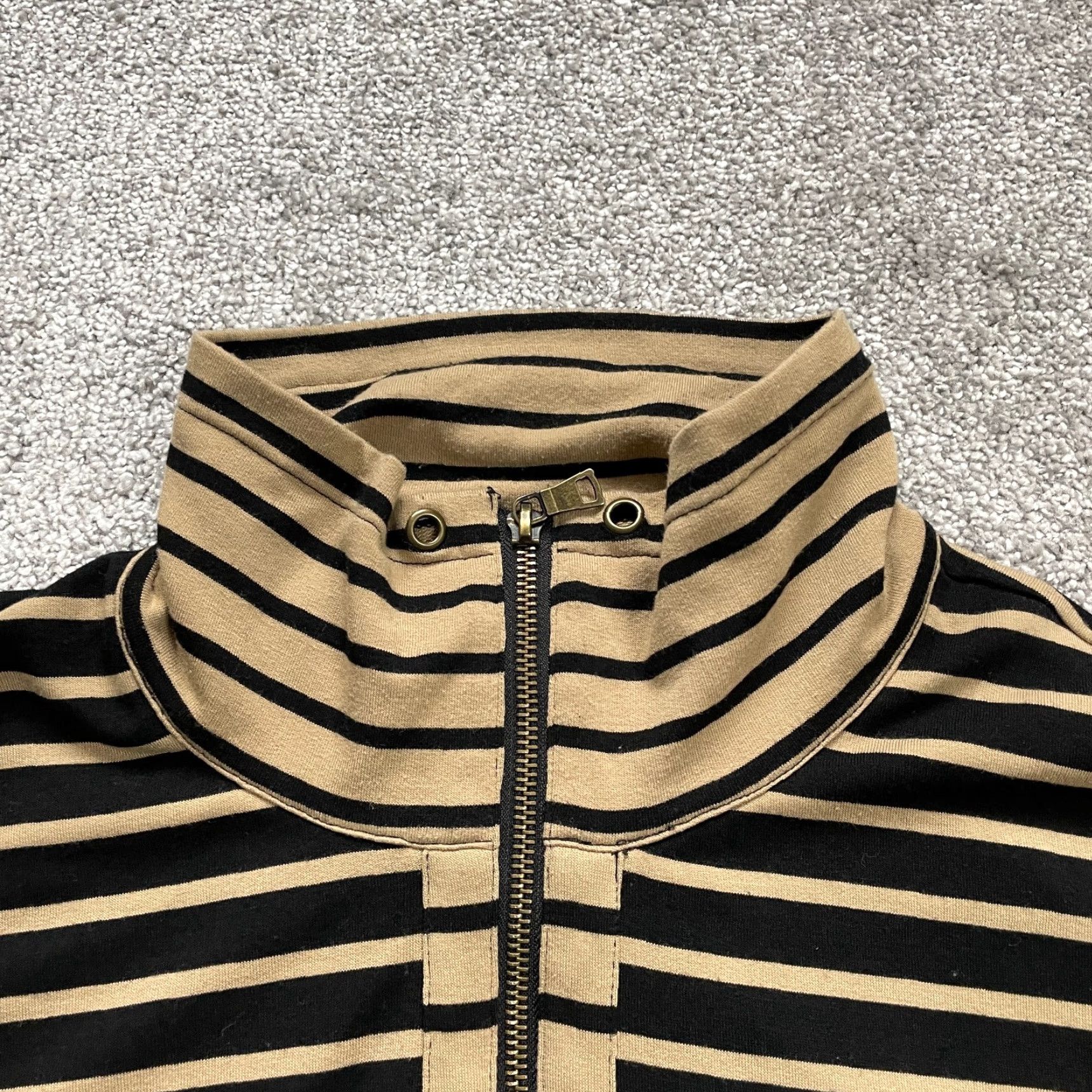 Vintage Rudy RD Sweater Women XL Brown Black Striped Zip Up Pockets Long Sleeve Pullover Size XL / US 12-14 / IT 48-50 - 4 Thumbnail