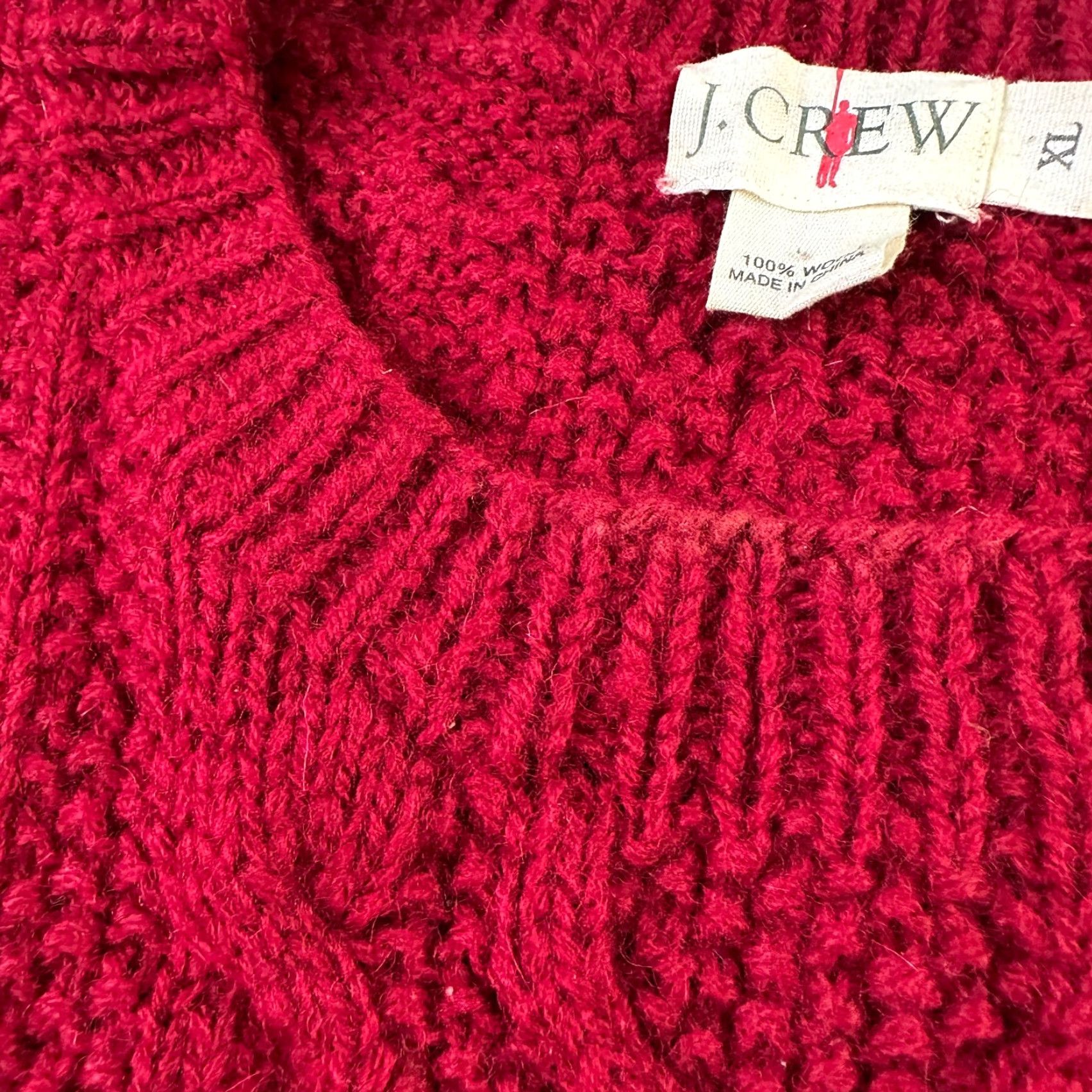 J.Crew VINTAGE J. CREW Sweater Mens XL Red Wool Cable-Knit Crew Neck Fisherman Pullover Knit Size US XL / EU 56 / 4 - 4 Thumbnail