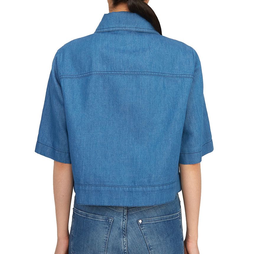 Gucci o1la5ras0526 Denim Shirt With Web Detail in Blue Size S / US 4 / IT 40 - 2 Thumbnail