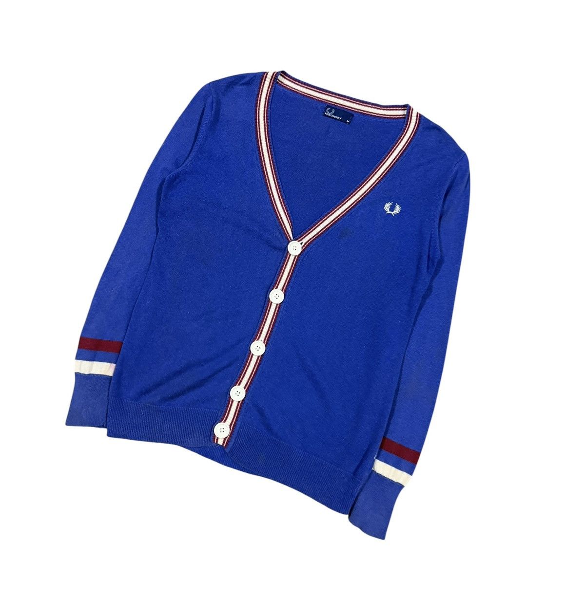 Fred Perry Vtg🔥Fred Perry Tipped Knitted Cardigan Jacket Size US M / EU 48-50 / 2 - 5 Thumbnail