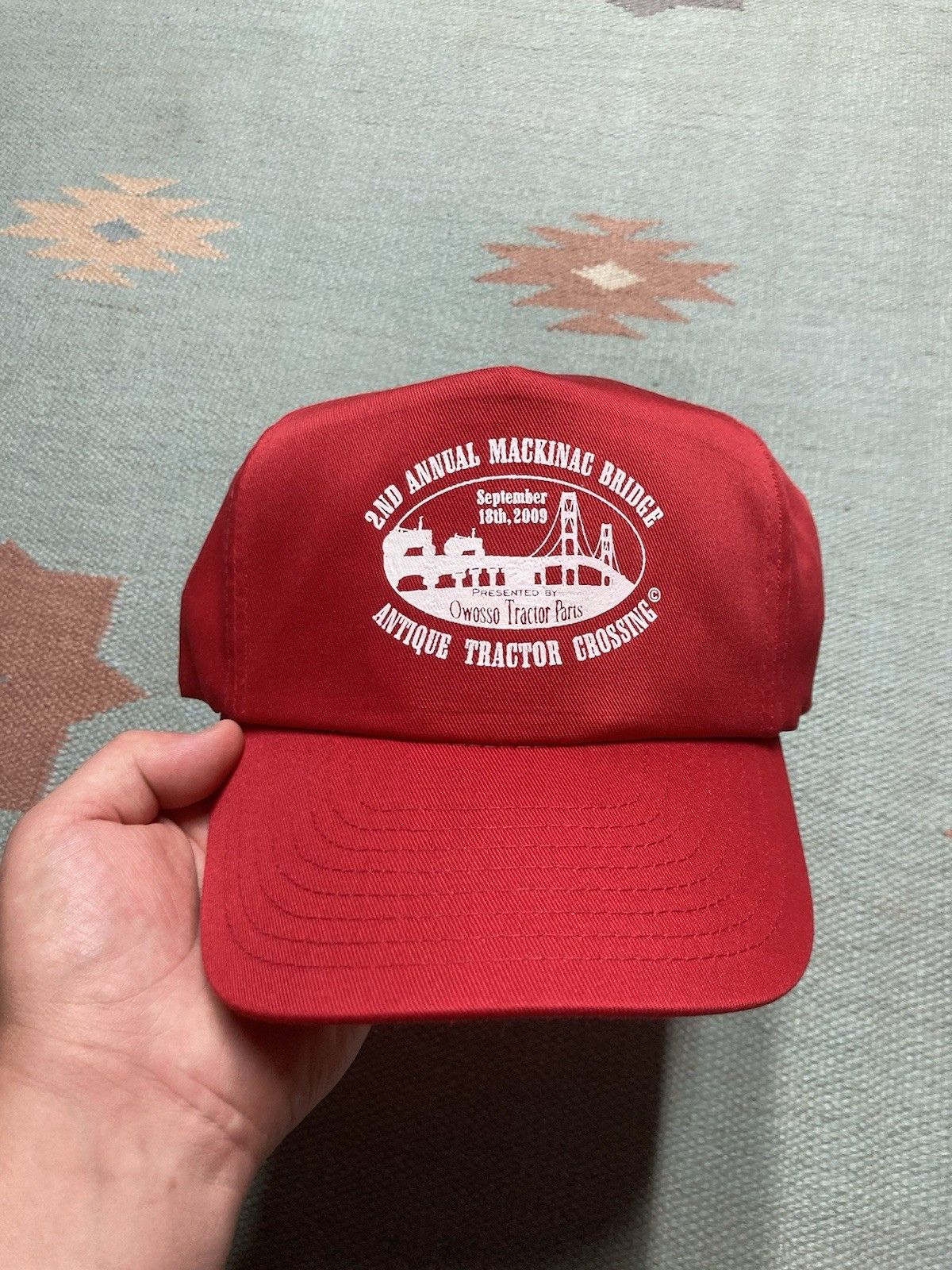 Vintage SnapBack hat Mackinac bridge antique tractor crossi Michigan Size ONE SIZE - 2 Thumbnail