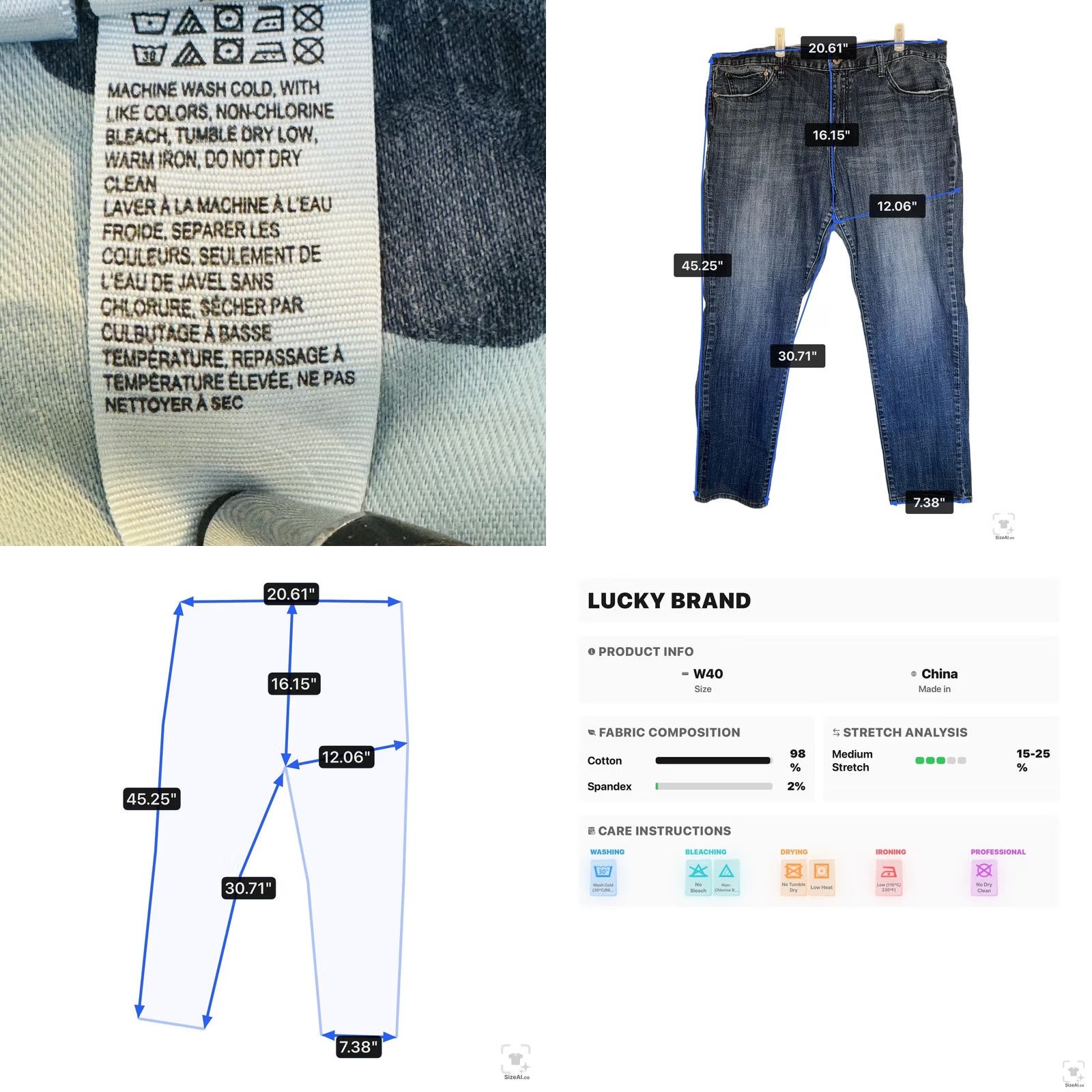 Lucky Brand Lucky Brand 221 Original Straight Jeans Mens 40x32 Blue Medium Wash Zip Fly Size US 40 / EU 56 - 9 Thumbnail