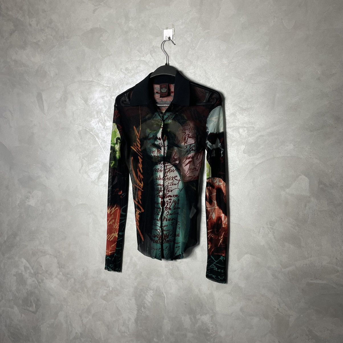 Jean Paul Gaultier FW1997 JPG Fight Racism Face Mesh Long Sleeve Shirt Size XS / US 0-2 / IT 36-38 - 8 Thumbnail