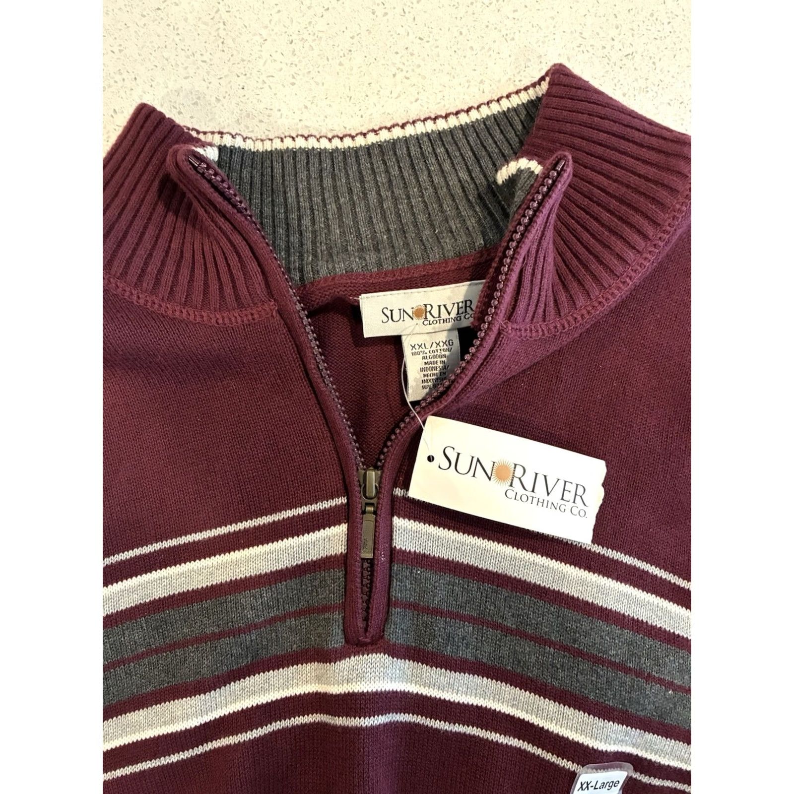 Vintage Sun River 100% Cotton Pullover XXL Quarter Zip Sweater Red Mens 2XL Kangaroo? Size US XXL / EU 58 / 5 - 3 Thumbnail