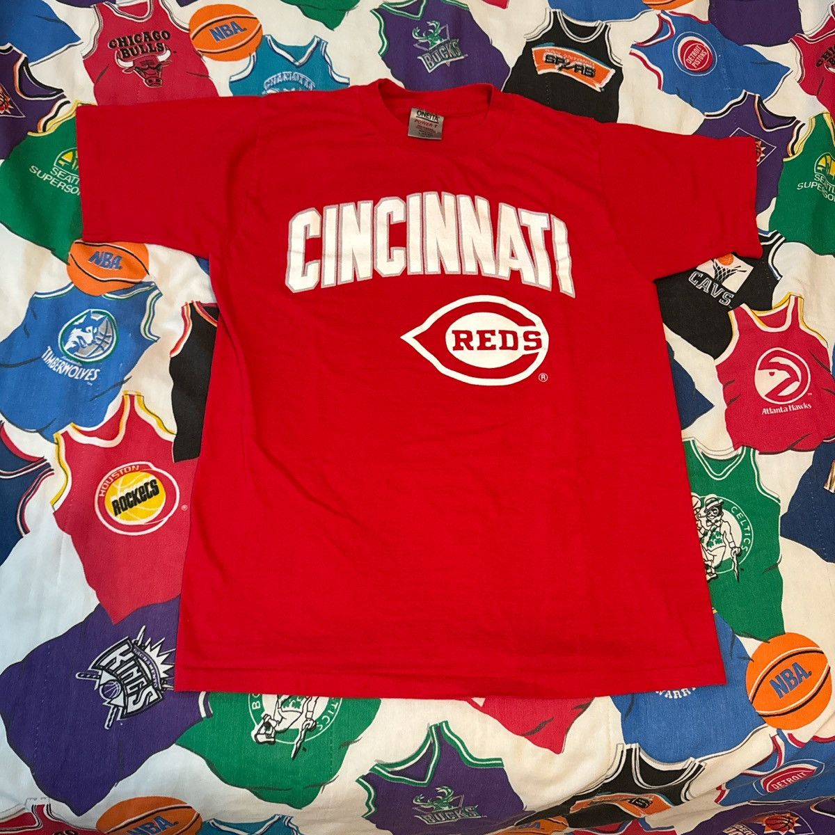 MLB × Vintage Vintage 90s MLB Cincinnati Reds Spell Out Logo Baseball Tee Size US M / EU 48-50 / 2 - 1 Thumbnail