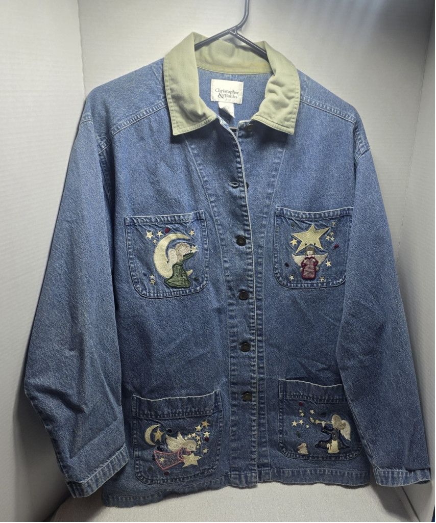 The Unbranded Brand Women's Christopher Banks 2000s Denim Button Up Lg Distresse Size L / US 10 / IT 46 - 1 Thumbnail