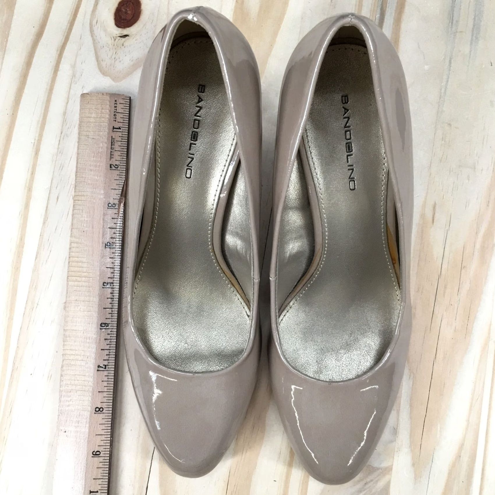 Vintage Bandolino Heels Womens 8 M Courteous Slip On Kitten Pumps Brown Patent Leather Size US 8 / IT 38 - 5 Thumbnail