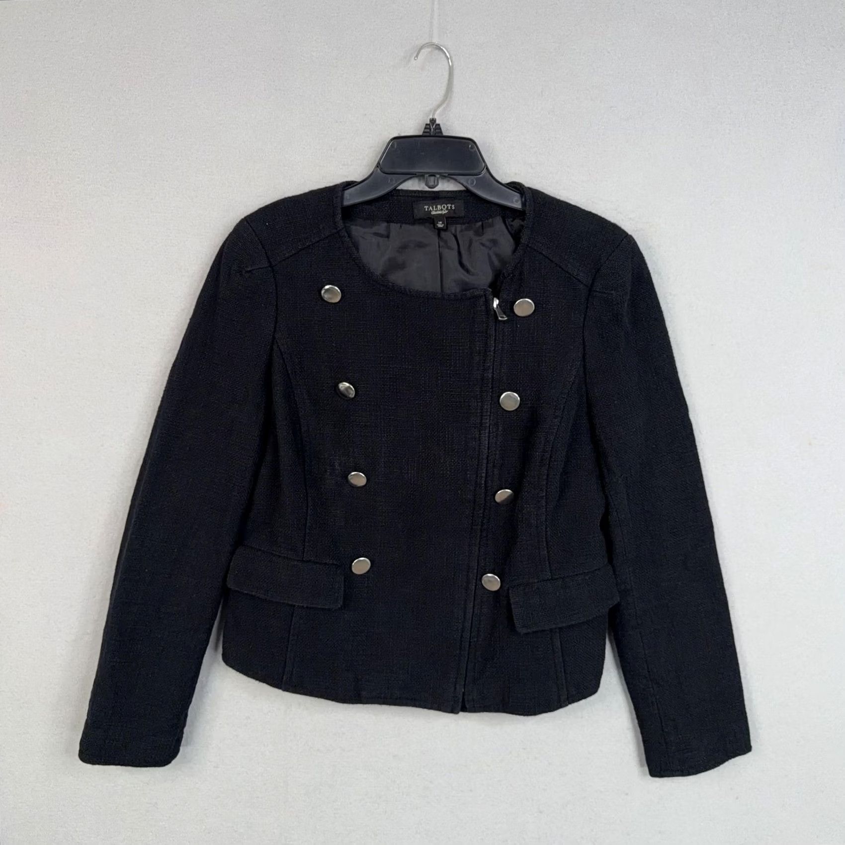 Talbots Talbots Blazer Womens 14 Black Eight Button Military Short Jacket Career Size XL / US 12-14 / IT 48-50 - 2 Thumbnail
