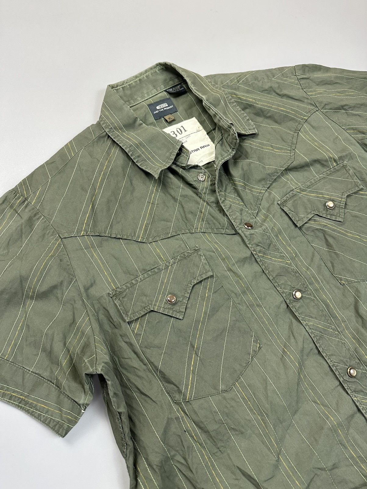 G-Star Khaki Striped Button Shirt Jungle Style G-Star Raw Size US L / EU 52-54 / 3 - 3 Thumbnail
