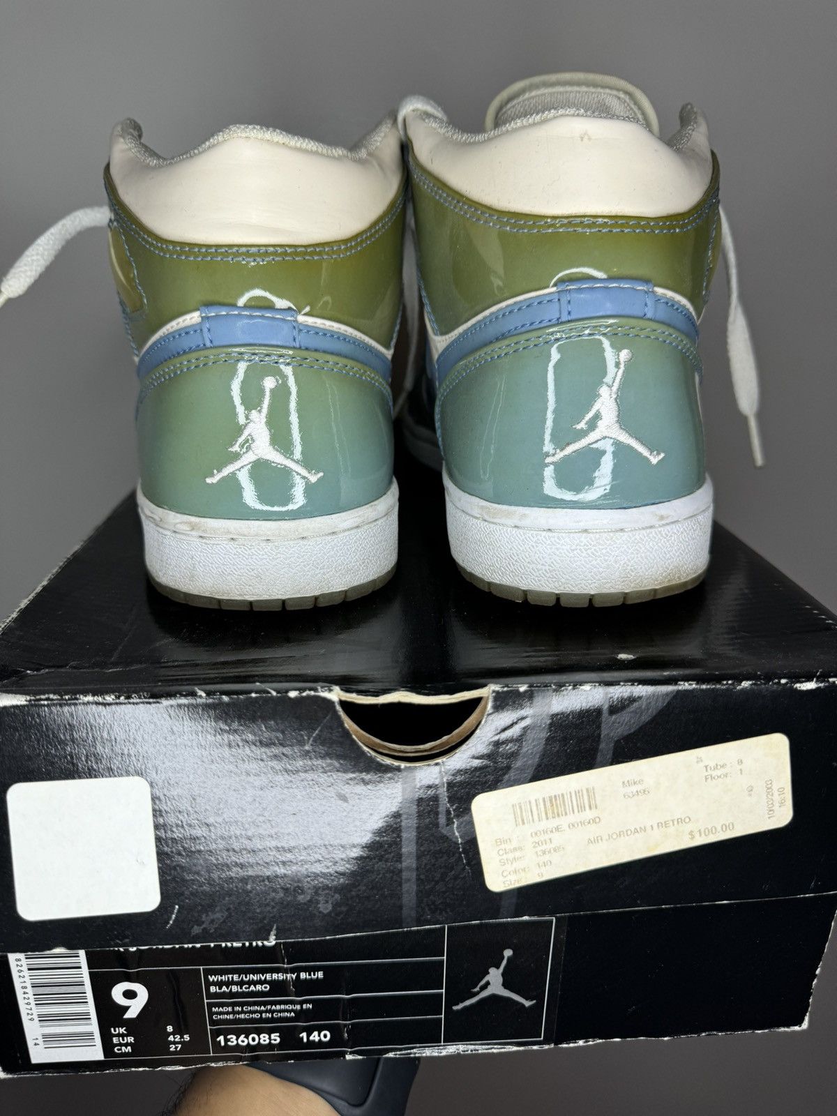 Jordan Brand × Nike × Vintage Air Jordan 1 ‘UNC Patent’ 2003 Size US 9 / EU 42 - 4 Thumbnail