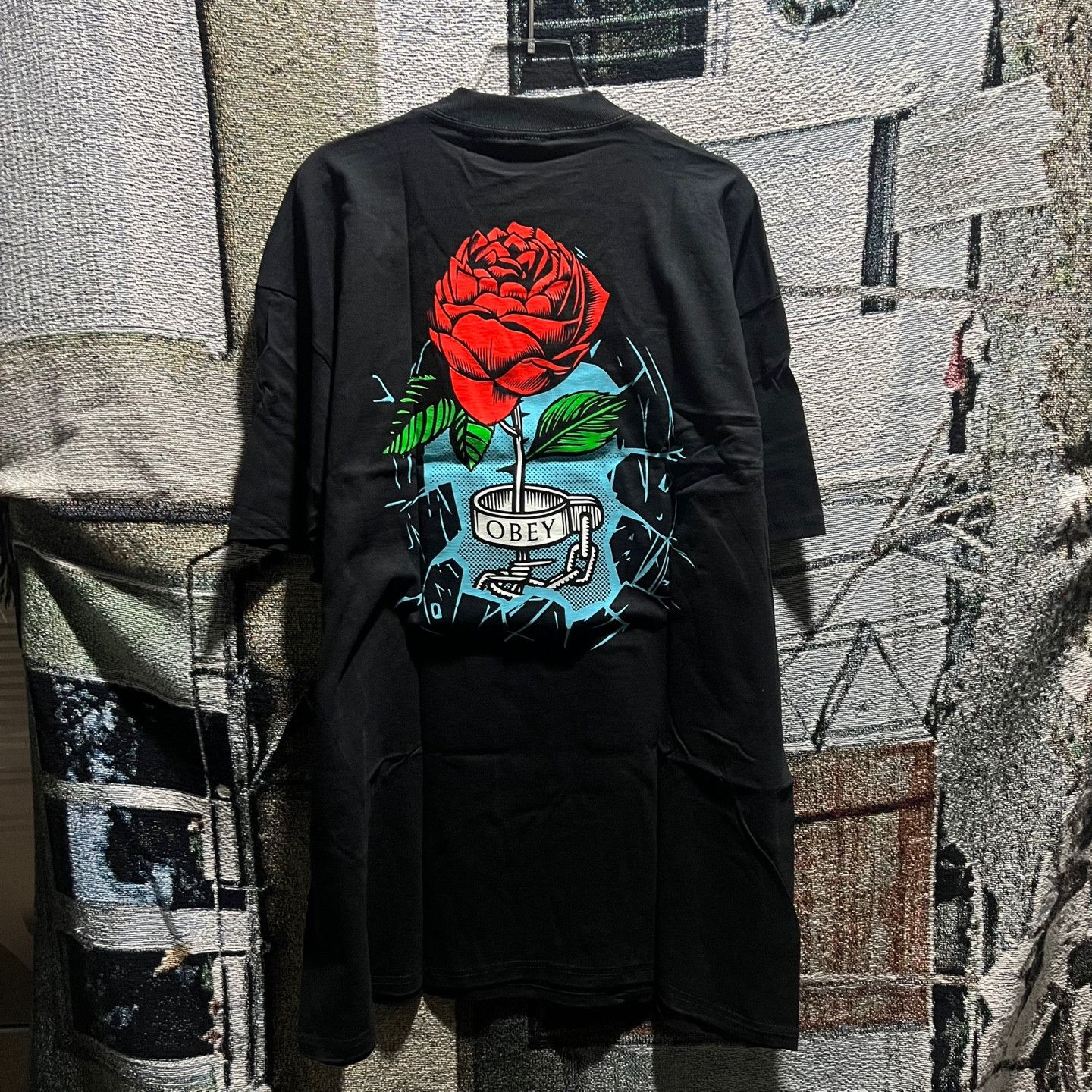 Obey OBEY Breakdown the Walls Short TEE Black Size US XL / EU 56 / 4 - 4 Thumbnail