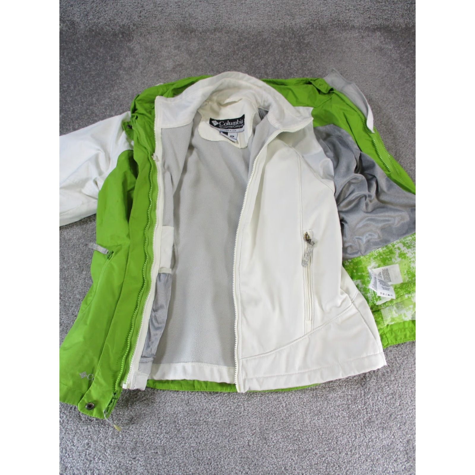 Vintage Vtg Columbia Jacket Womens M Green White Lime Omni-Tech 3-IN-1 Jacket Mens Womens Size M / US 6-8 / IT 42-44 - 3 Thumbnail
