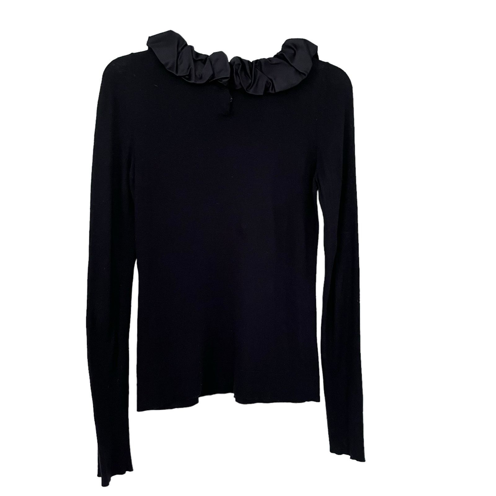 Burberry Burberry London Black Cashmere Satin Ruffle Collar Sweater Size S / US 4 / IT 40 - 3 Thumbnail