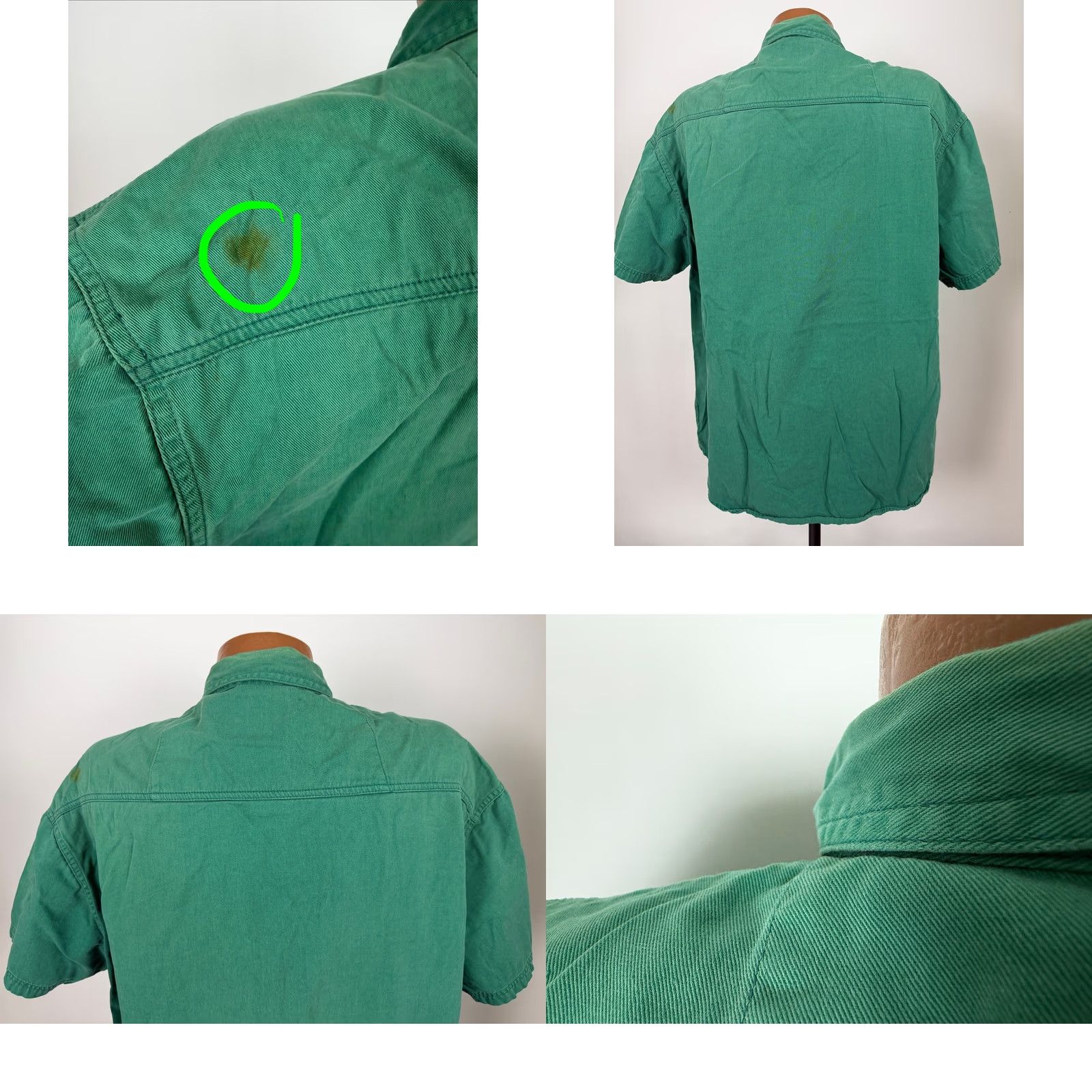 Faded Glory VINTAGE 90s Faded Glory Shirt Men XL Green Cotton Twill Button-Up Short Sleeve Regular Shadowed Sturdy Midweight Pockets 90s Theme Mens Size US XL / EU 56 / 4 - 8 Thumbnail