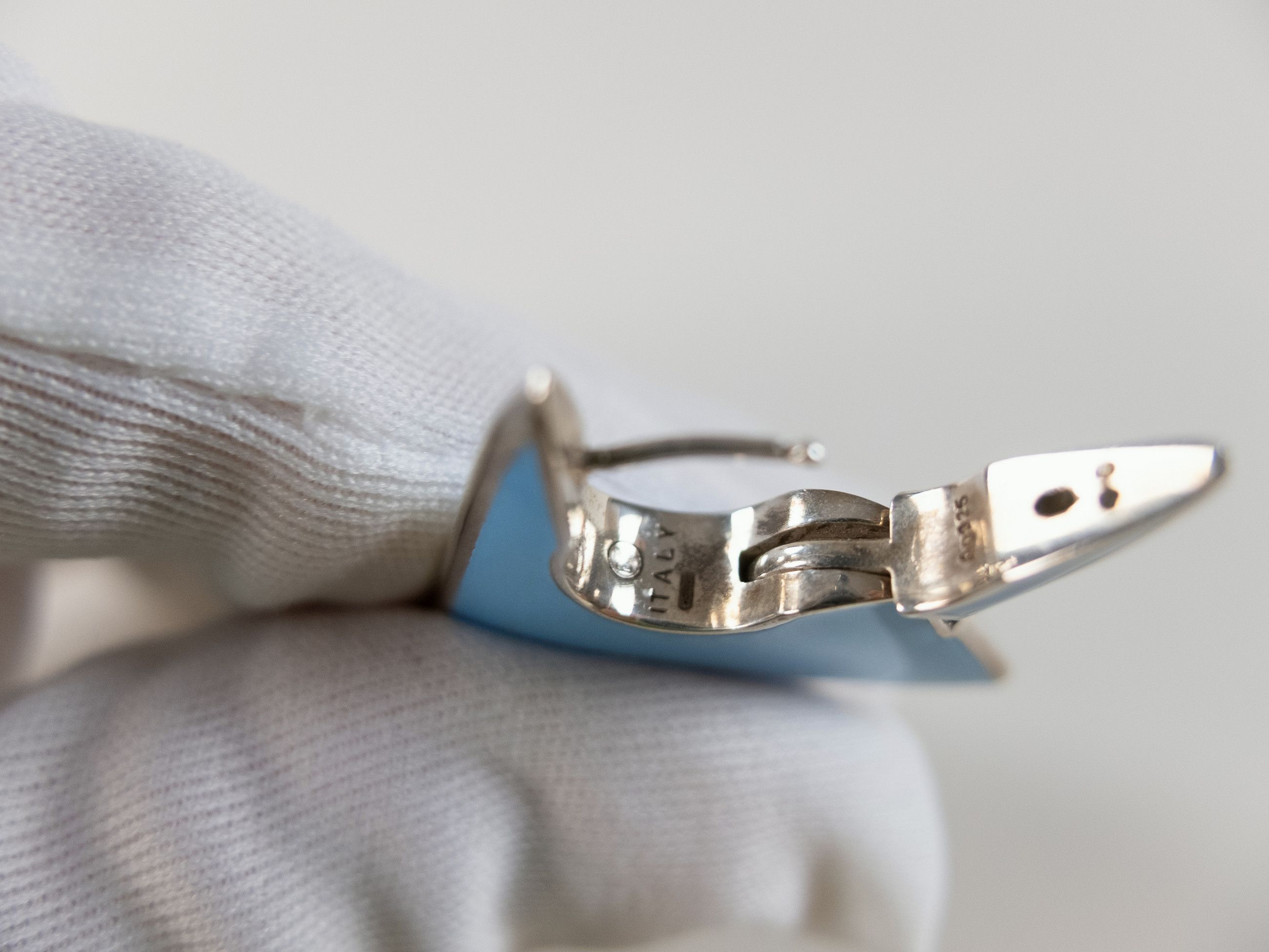 Bottega Veneta BOTTEGA VENETA blue Triangle enamel Sterling silver earrings Size ONE SIZE - 6 Thumbnail