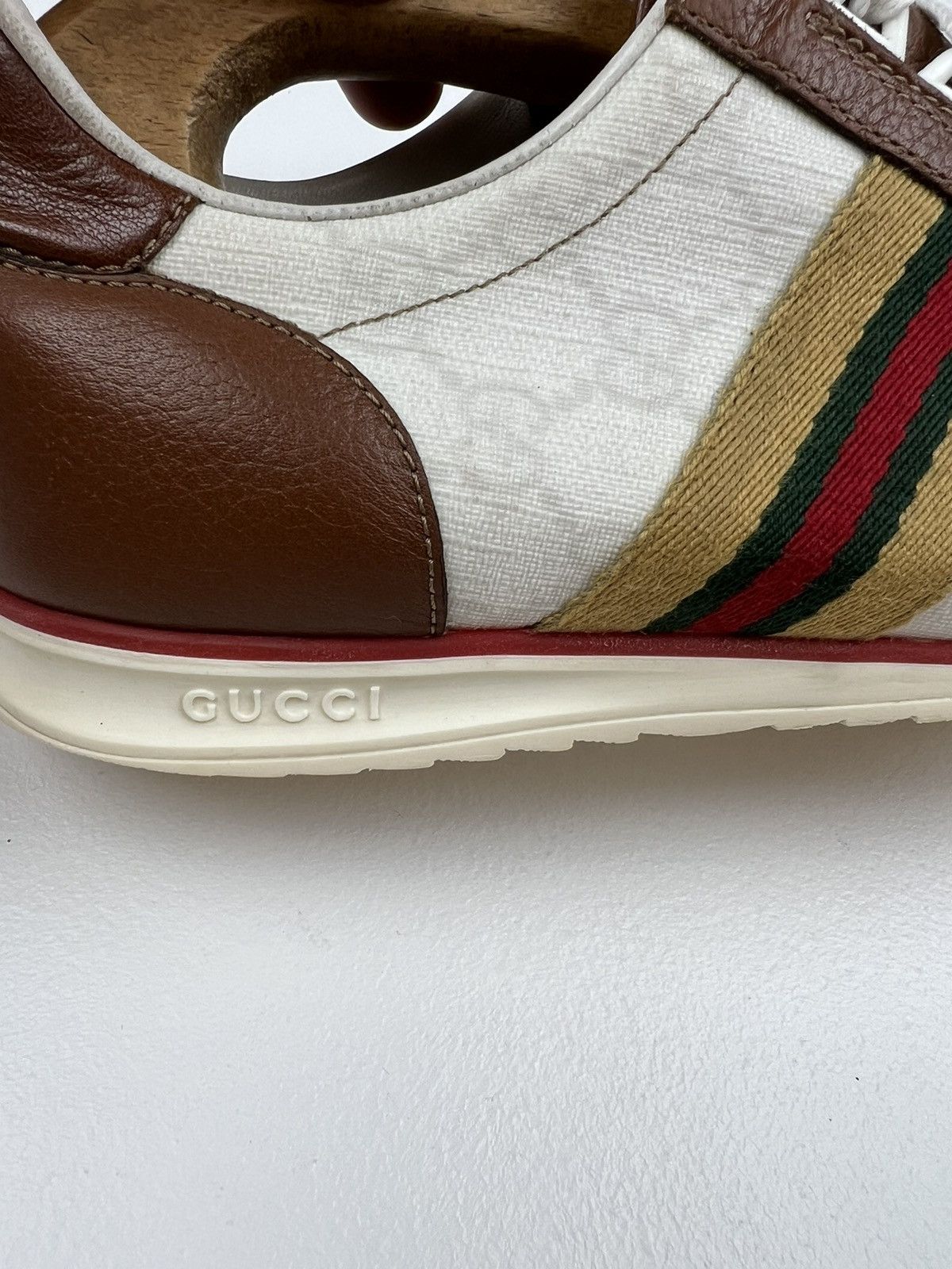 Gucci GUCCI Sneakers Low Top Shoes GG Monogram Web Stripe White Size US 7.5 / EU 40-41 - 6 Thumbnail