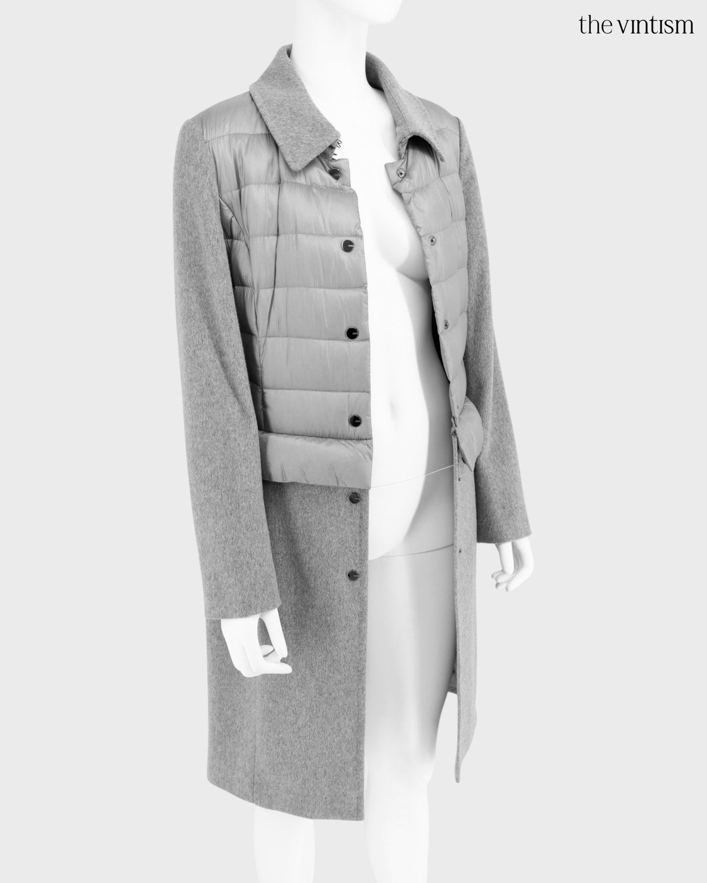 Escada Escada Grey Modular Down Technical Nylon & Wool Coat DE 38 M Size M / US 6-8 / IT 42-44 - 3 Thumbnail