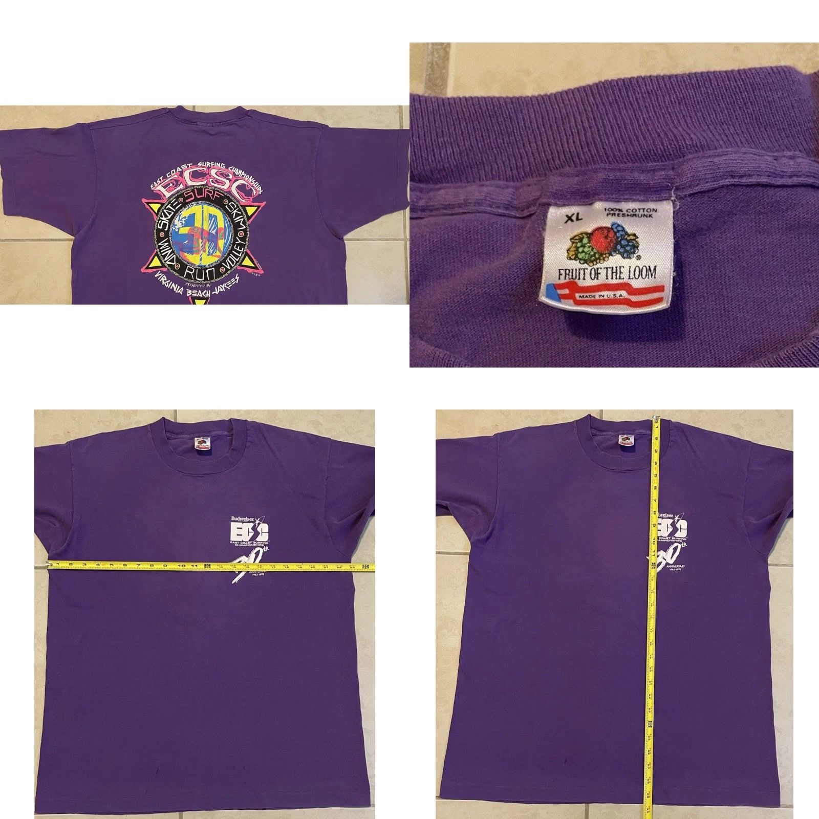 Budweiser VINTAGE Budweiser East Coast Surf Championship Faded Shirt XL Purple USA 90s Surfing Theme Skater Beach Grunge Rock Nintendo? No. Size US XL / EU 56 / 4 - 9 Thumbnail